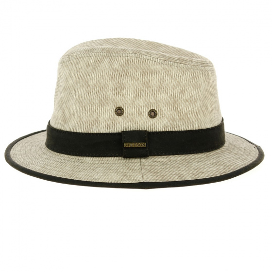 Ava Stripe Beige Fabric Traveler Hat - Stetson