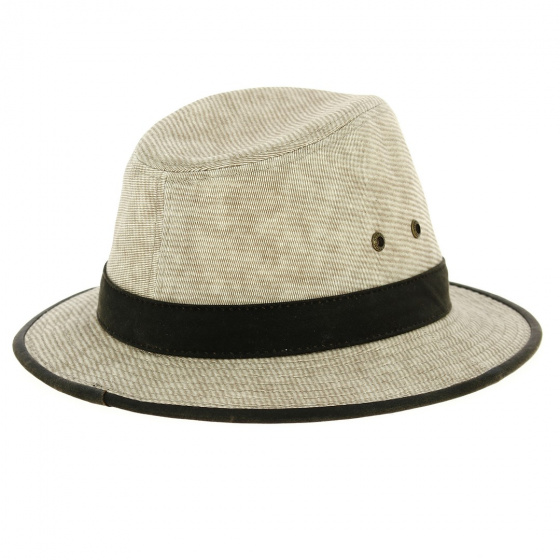 Ava Stripe Beige Fabric Traveler Hat - Stetson