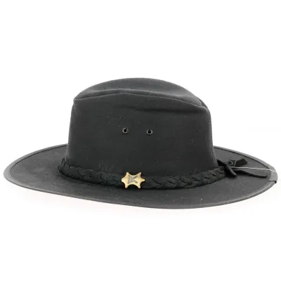 Black Waxed Cotton Traveller Baker Hat - Traclet Reference: 12816 | Traclet Hat Shop