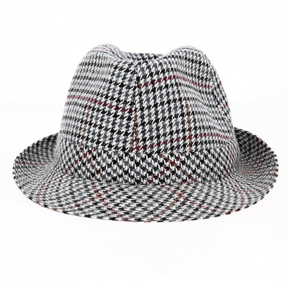 Houndstooth Wool Felt Trilby Hat - Traclet