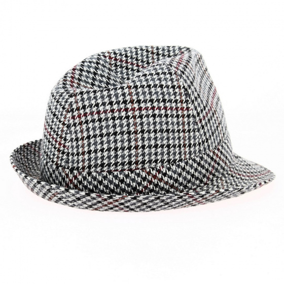 Houndstooth Wool Felt Trilby Hat - Traclet