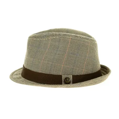 Mini Houndstooth Trilby Hat Beige & Brown Felt - Traclet Reference: 12822 | Chapellerie Traclet