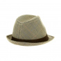 Mini Houndstooth Trilby Hat Beige & Brown Felt - Traclet