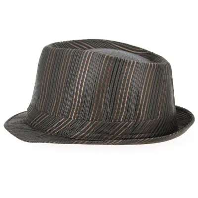Brown Striped Satin Trilby Hat - Traclet Reference: 12825 | Traclet Hat Shop
