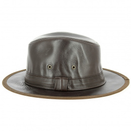 Brown Leather Vera Traveller Hat - Traclet