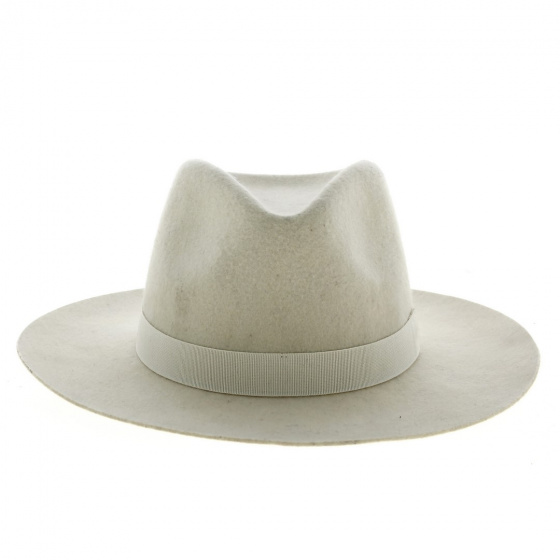 Ecru Wool Felt Fedora Hat - Traclet