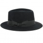 Black Fur Felt Seberger Fedora Hat - Traclet