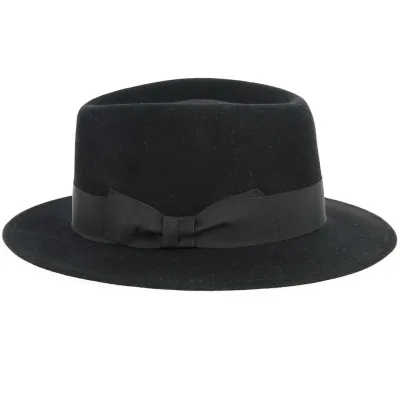 Black Fur Felt Seberger Fedora Hat - Traclet Reference: 12839 | Traclet Hat Shop
