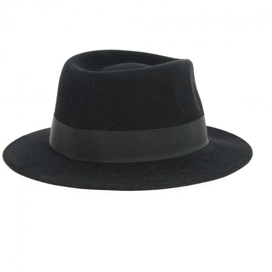 Black Fur Felt Seberger Fedora Hat - Traclet