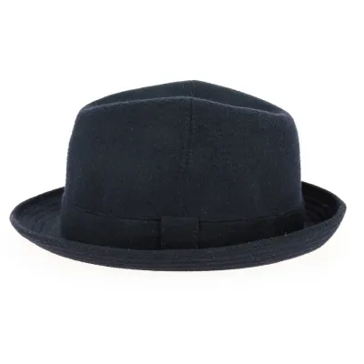 Small Navy Blue Cashmere Homburg Hat - Traclet Reference: 12840 | Chapellerie Traclet
