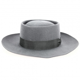Alsatian Gambler Hat Gray Wool Felt - Traclet