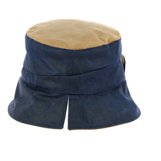 Waterproof Jazz Bucket Hat in Oiled Cotton Camel & Navy - Traclet