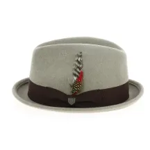 Chapeau Trilby Gain Feutre Laine Naturel Chiné - Brixton Reference : 12889 | Chapellerie Traclet