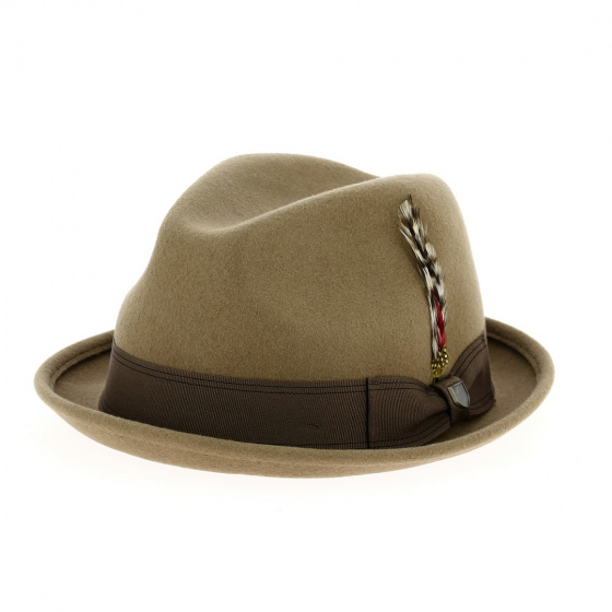 Khaki/Bronze Wool Felt Gain Trilby Hat - Brixton
