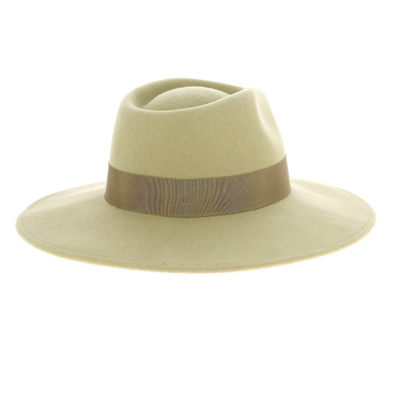 Chapeau Fedora Joanna Feutre Laine Kaki Clair - Brixton