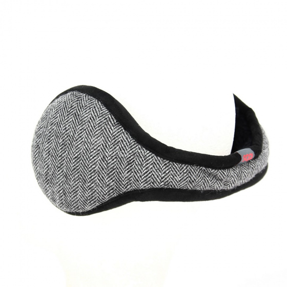 Cache-Oreilles Herringbone Chiné Gris/Noir - Traclet Cache-Oreilles Herringbone Chiné Gris/Noir - Traclet