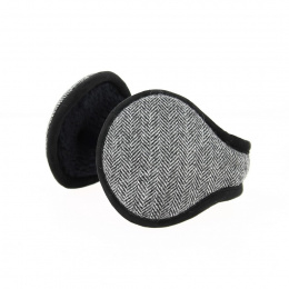 Gray/Black Herringbone Earmuffs - Traclet