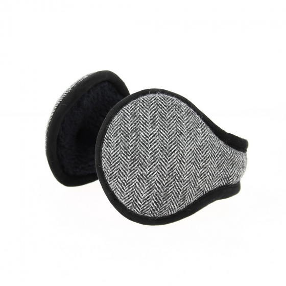 Gray/Black Herringbone Earmuffs - Traclet