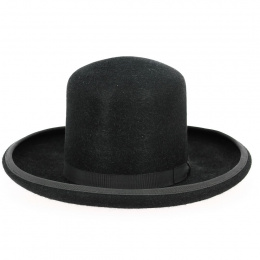 Black Fur Felt Brasaurilla Folk Hat - Traclet