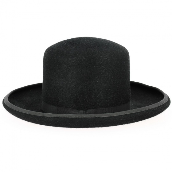 Black Fur Felt Brasaurilla Folk Hat - Traclet