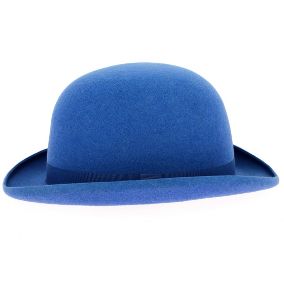 French Blue Wool Felt Bowler Hat - Traclet