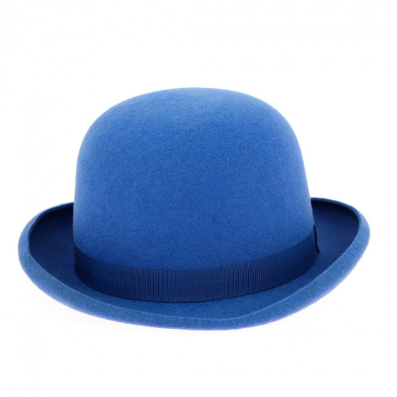 French Blue Wool Felt Bowler Hat - Traclet