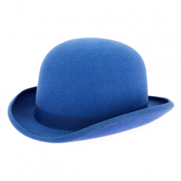 French Blue Wool Felt Bowler Hat - Traclet