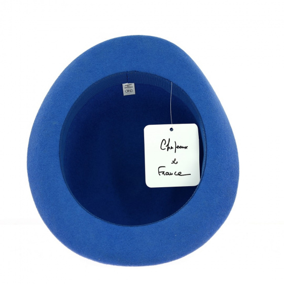 French Blue Wool Felt Bowler Hat - Traclet
