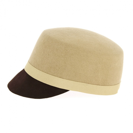 Casquette Army Feutre laine Marron & Beige - Vincent Pradier