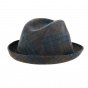 Tweed Player Hat Brown & Blue Check - Kangol