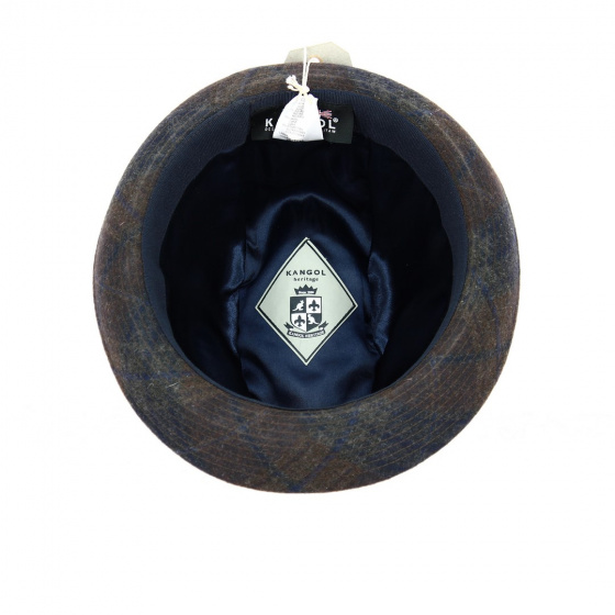 Brown & Blue Checkered Tweed Player Hat - Kangol