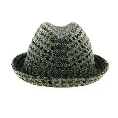 Chapeau Trilby Tweed Jacquard Vert - Kangol Reference : 13001 | Chapellerie Traclet