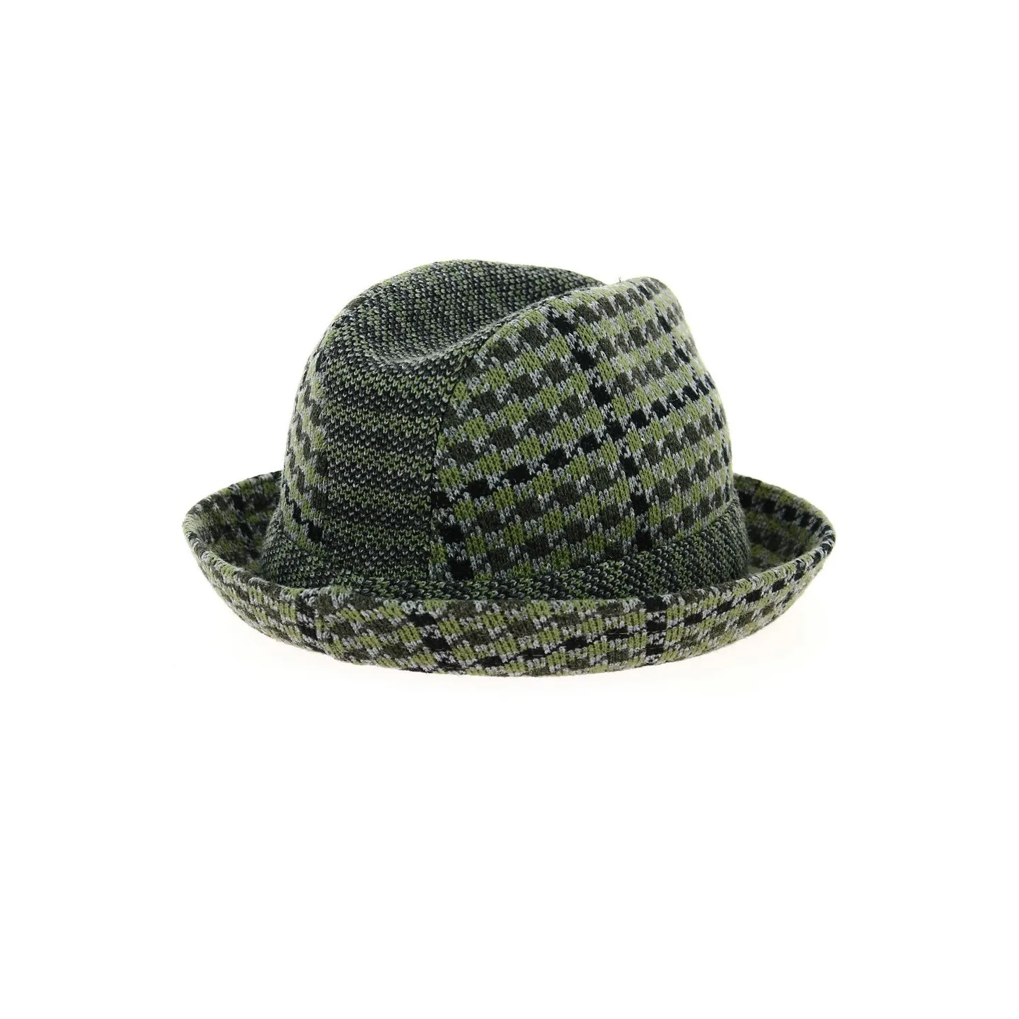 Chapeau Trilby Tweed Jacquard Vert - Kangol Reference : 13001 | Chapellerie Traclet