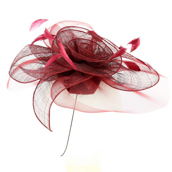 Burgundy Straw & Sisal Ceremony Hat Chaploir - Traclet