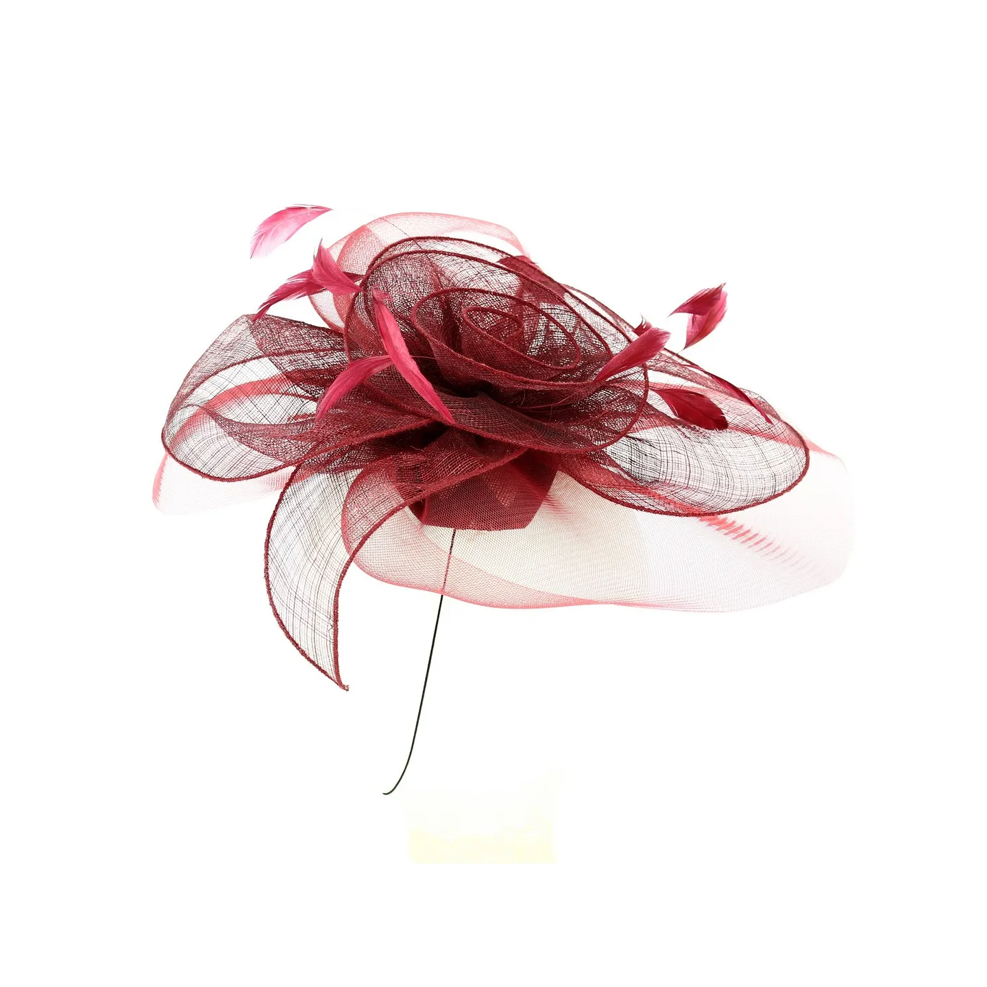 Burgundy Straw & Sisal Ceremony Hat Chaploir - Traclet Reference: 13071 | Traclet Millinery
