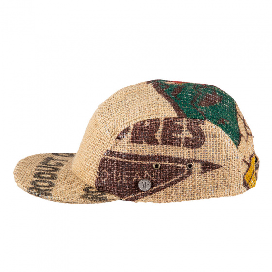 5-panel Strapback Cap Ristretto Jute - ReHats 5-panel Strapback Cap Ristretto Jute - ReHats