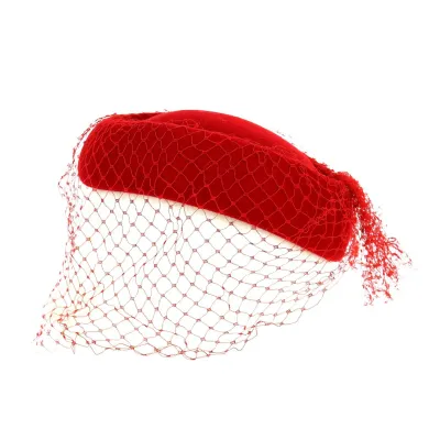 Wool & Veil Tambourine Garance Red or White - Traclet Reference: 13080 | Traclet Hat Shop