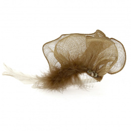 Beige Straw Pamela Ceremony Comb - Traclet