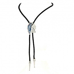 Blue & Silver Indian Chief Bolo Tie