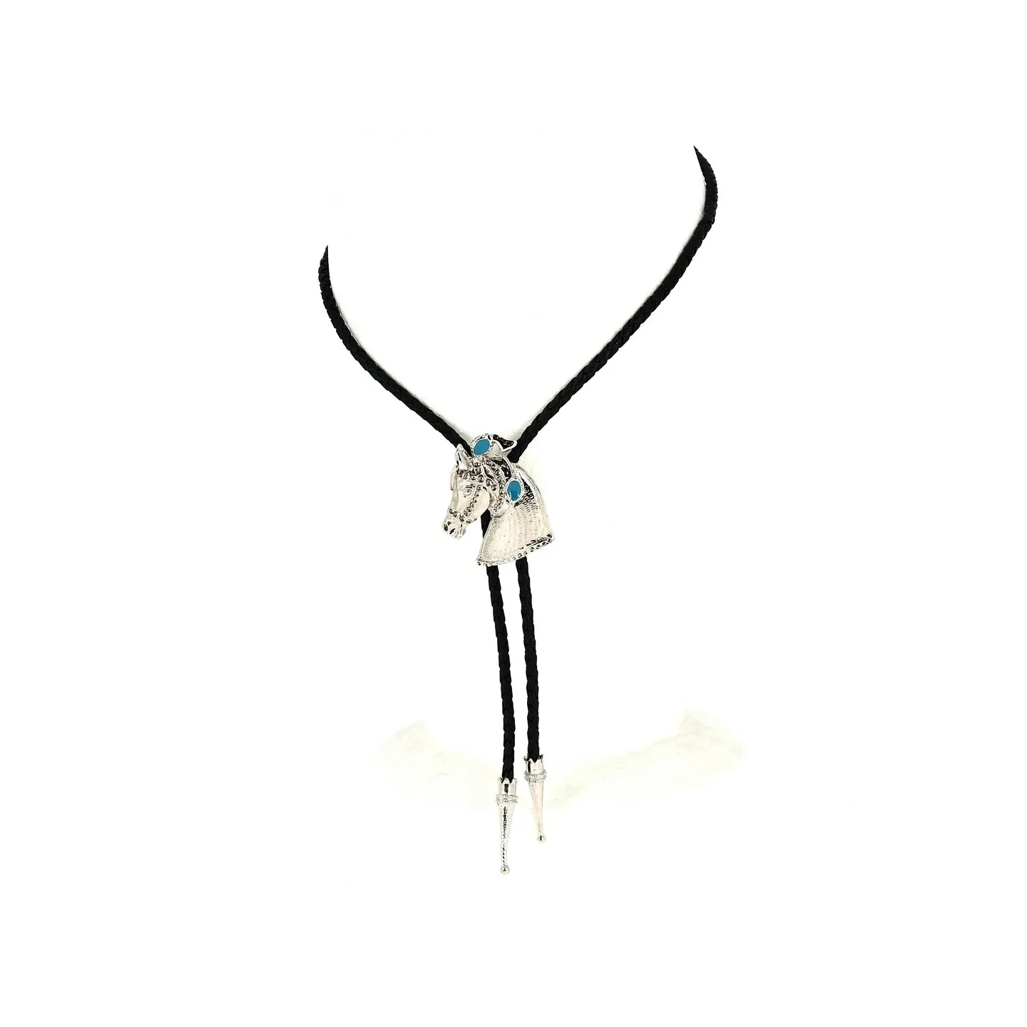 Bolo Tie Tête de Cheval Bleu & Argent Reference : 13153 | Chapellerie Traclet