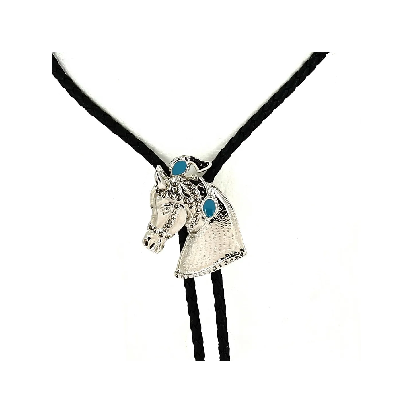 Blue & Silver Horse Head Bolo Tie Reference: 13153 | Chapellerie Traclet