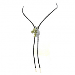 Green & Silver Horse Head Bolo Tie