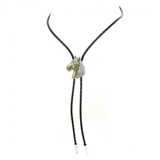Green & Silver Horse Head Bolo Tie