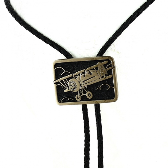 Golden Airplane Bolo Tie