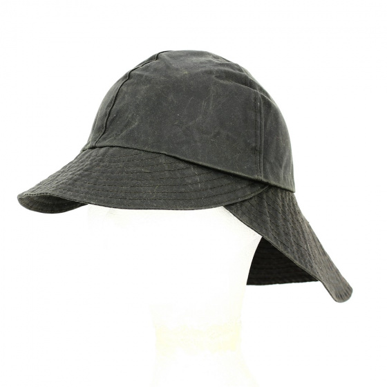 Brown Waxed Cotton Waterproof Cap - Torpedo