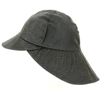 Brown Waxed Cotton Waterproof Cap - Torpedo Reference: 13139 | Traclet Hat Shop
