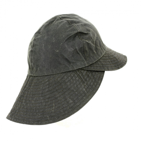 Brown Waxed Cotton Waterproof Cap - Torpedo