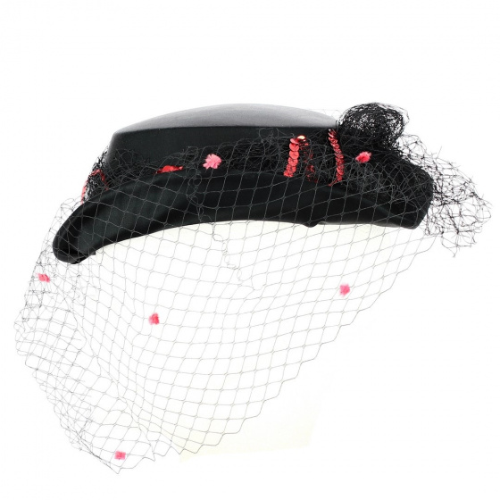 Black Satin & Sequins Ceremony Hat - Traclet