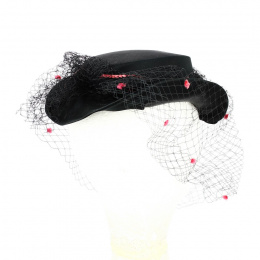Chapeau de Cérémonie Satin Noir & Sequins - Traclet