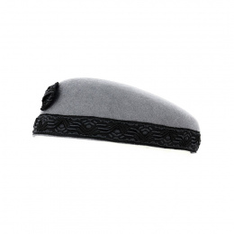 Grey & Black Felt Ceremonial Tambourine - Traclet